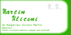 martin ulicsni business card